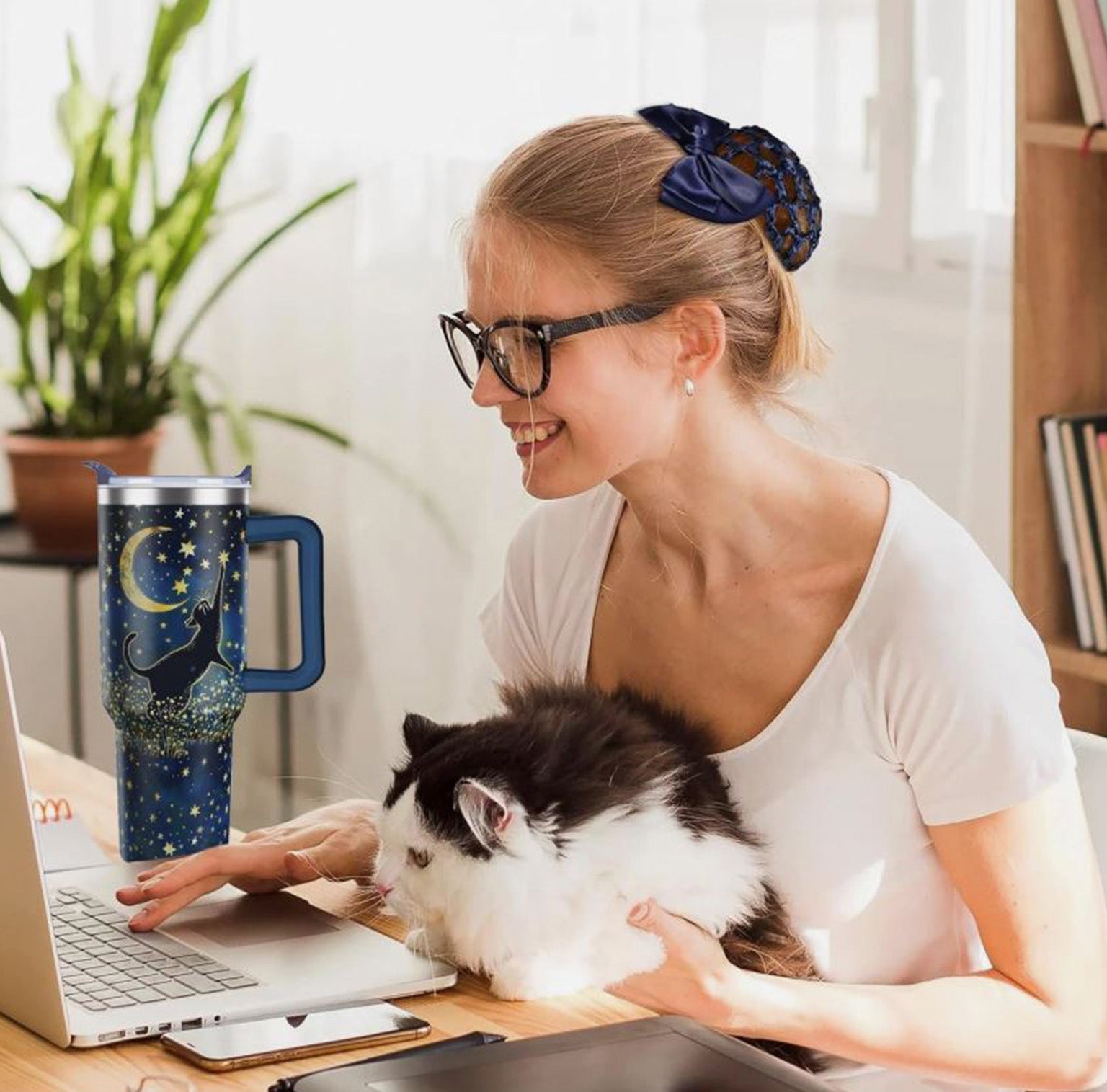 Black Cat 40oz Tumbler With Handle