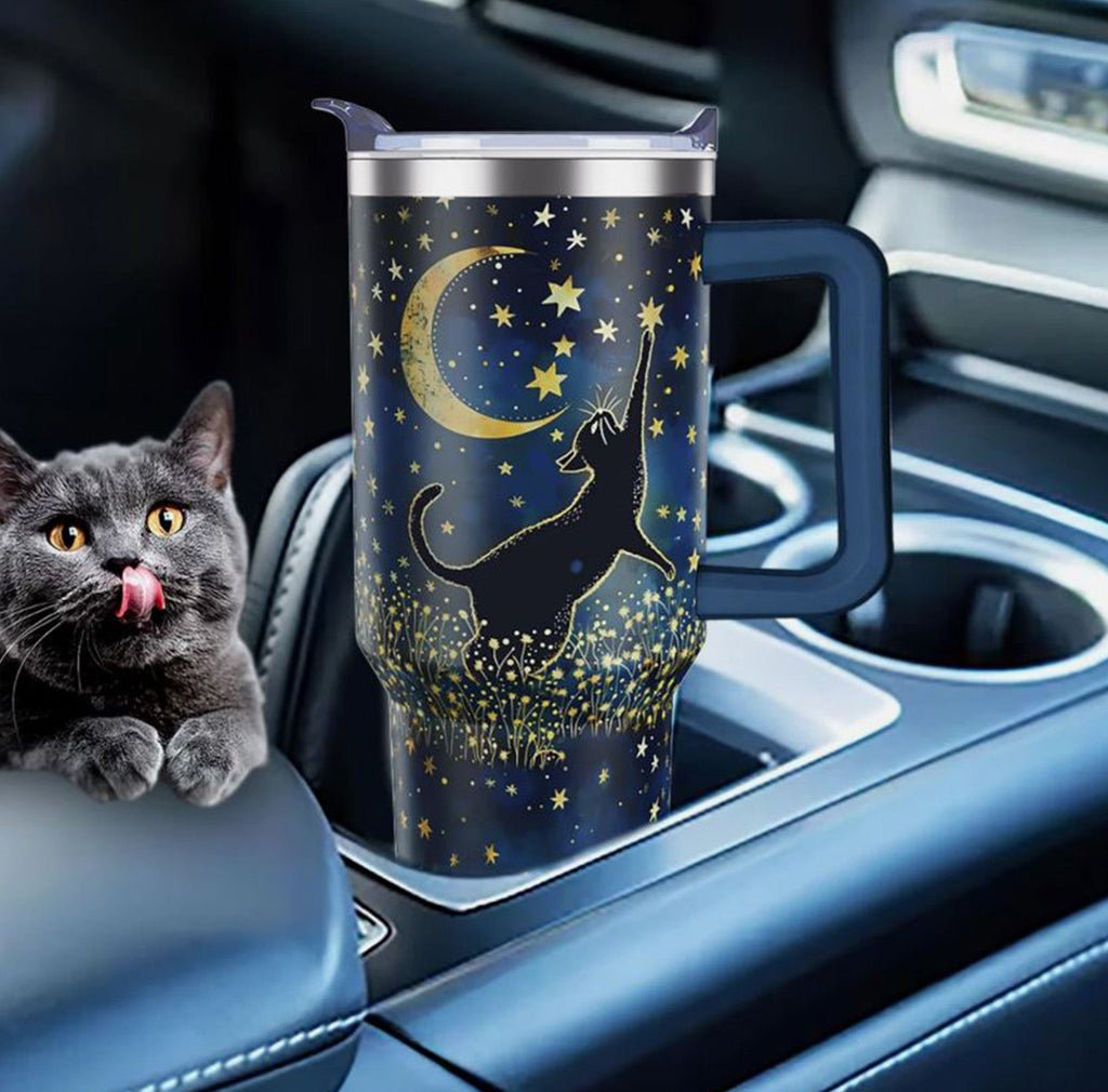 Black Cat 40oz Tumbler With Handle